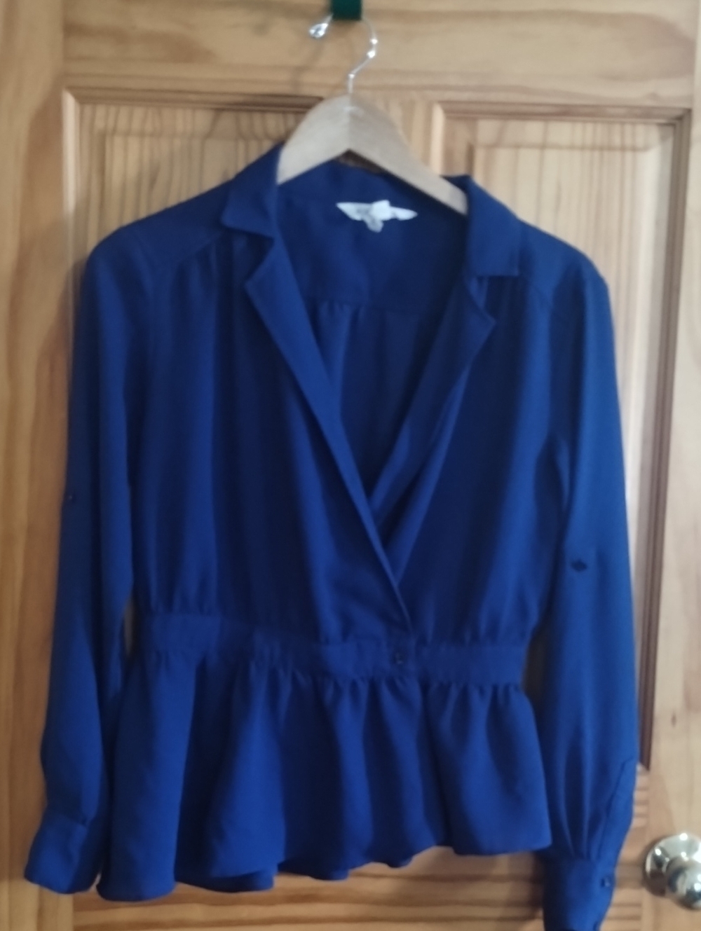 BCBGeneration Royal Blue Blouse with Notched Detail